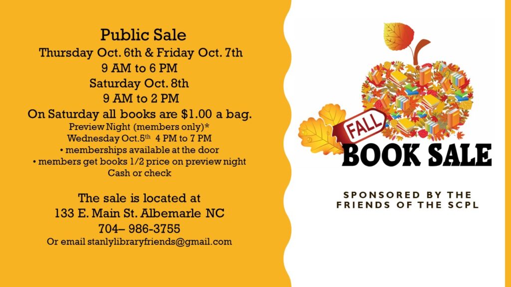 Fall Book Sale by the Friends of the Library